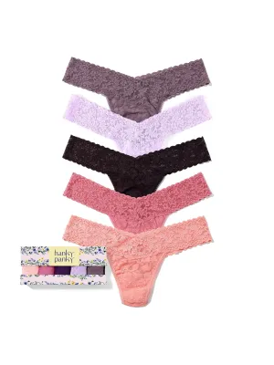 5 Pack Signature Lace Low Rise Thongs In Printed Box Ballet Pink Sale