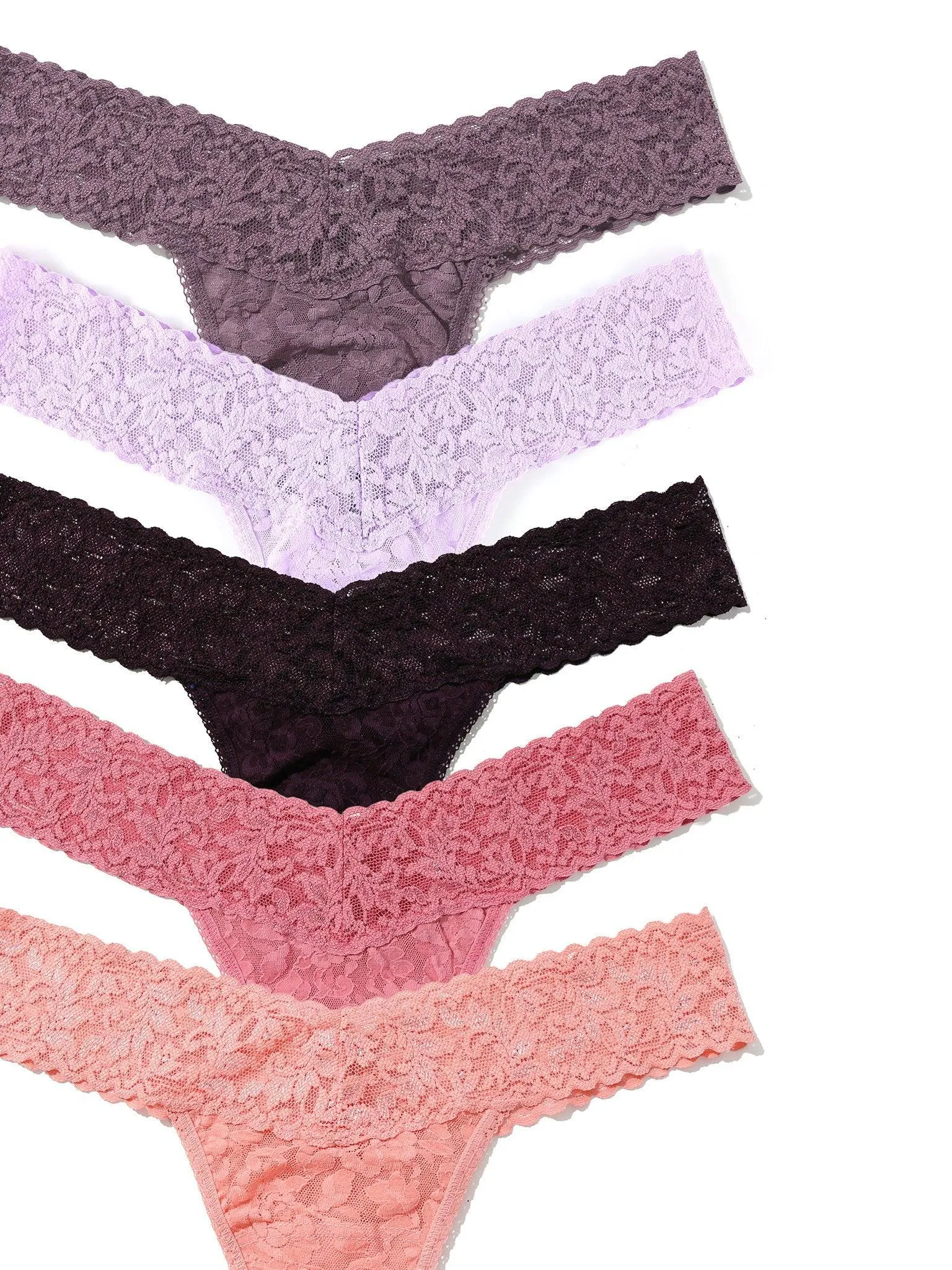 5 Pack Signature Lace Low Rise Thongs In Printed Box Ballet Pink Sale