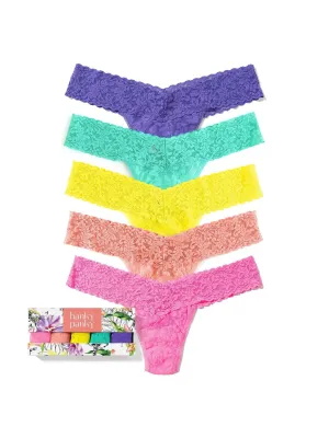 5 Pack Signature Lace Low Rise Thongs In Printed Box Fiesta Pink Sale