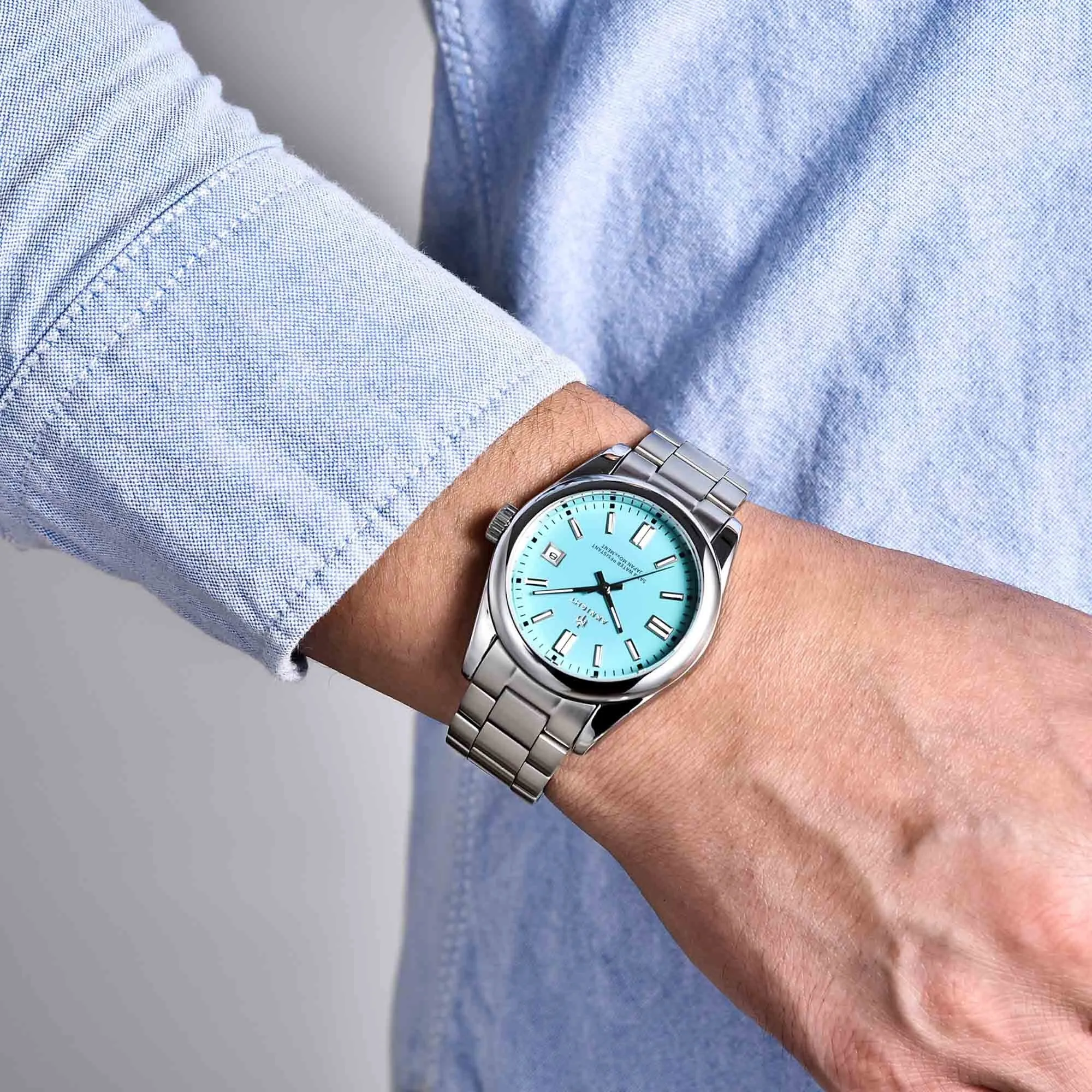 AKNIGHT Watch for Man Quartz Movement Stainless Steel Business Waterproof Watches Luxury Original Date Clock Relogio Masculino