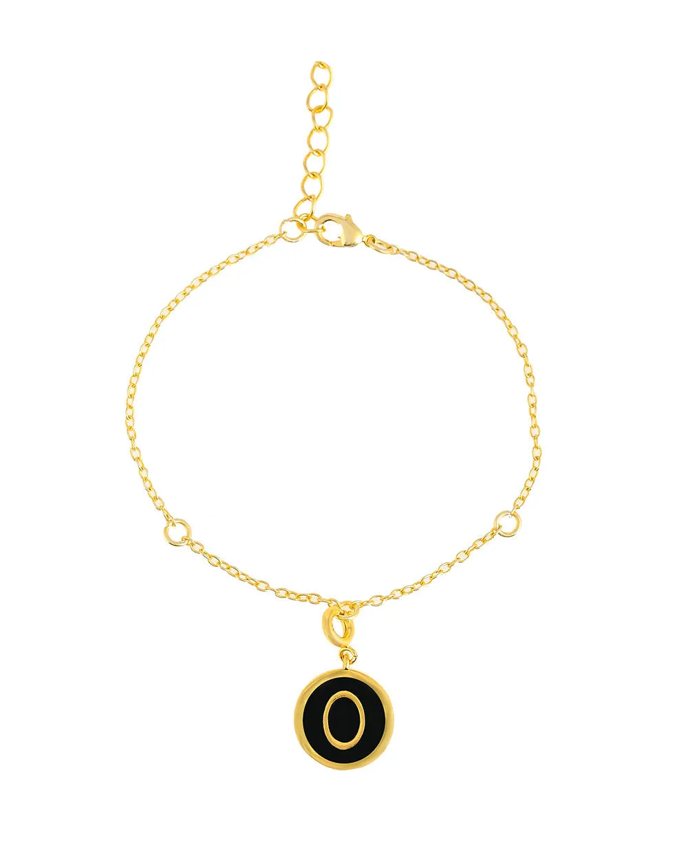Alphabet O Black Enamel Charm - Voylla