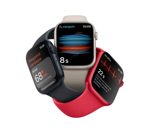 Apple Watch Series 8 GPS, 41mm Silver Aluminium Case with White Sports Band - S/M - Acceptable