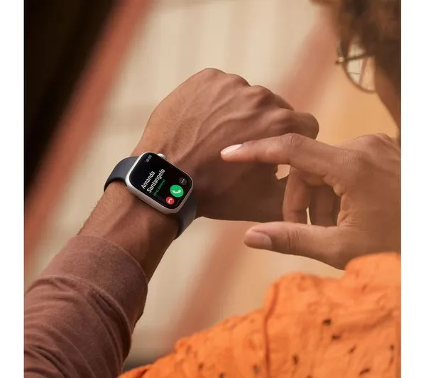 Apple Watch Series 8 GPS, 41mm Silver Aluminium Case with White Sports Band - S/M - Acceptable