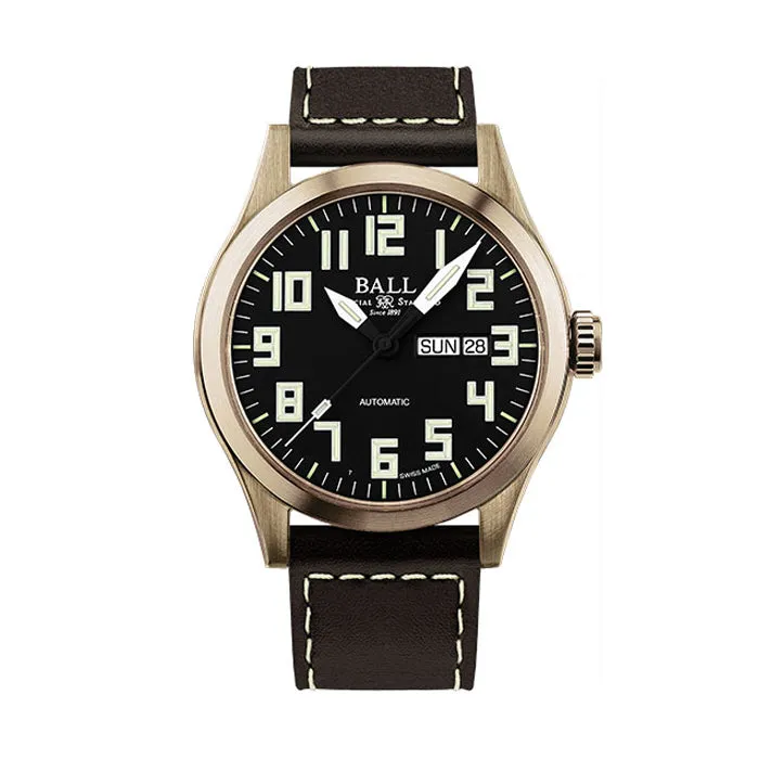 BALL Watch Engineer III Bronze Star Automatic Leather Strap Watch, NM2186C-L3J-BK