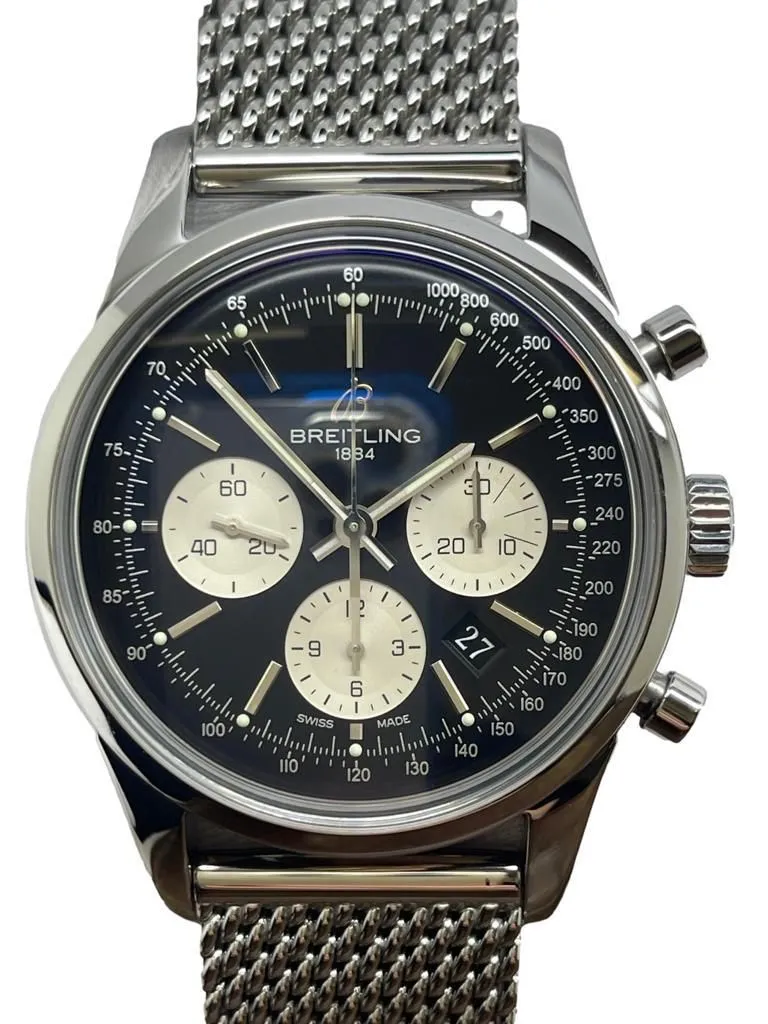 Breitling Transocean Chronograph L.E 2000pcs B&P AB0151 Black Panda Dial Automatic Men's Watch