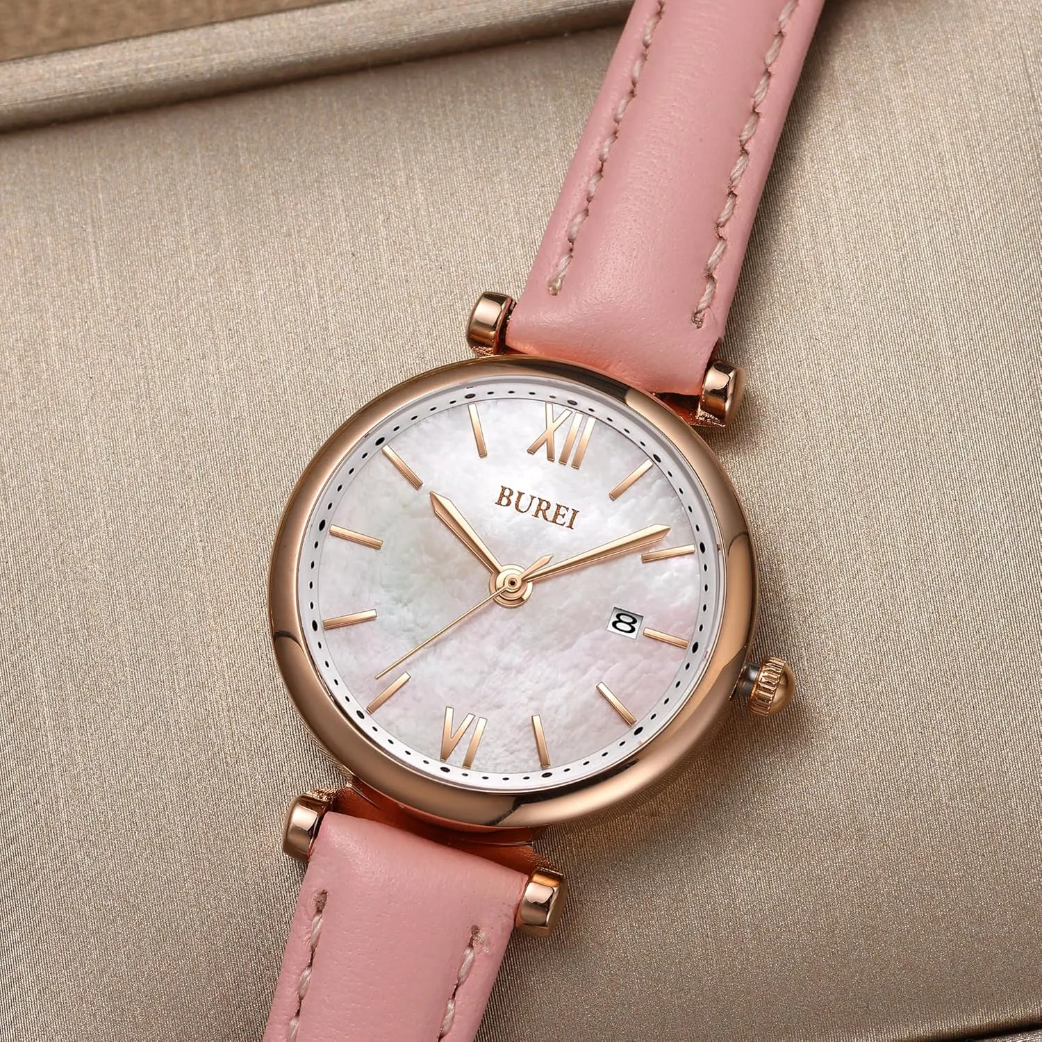 BUREI Women's Watch Fashion Leather Strap Watches for Women,Simple Three Hands Analog QuartzWristwatch,Gift for Women