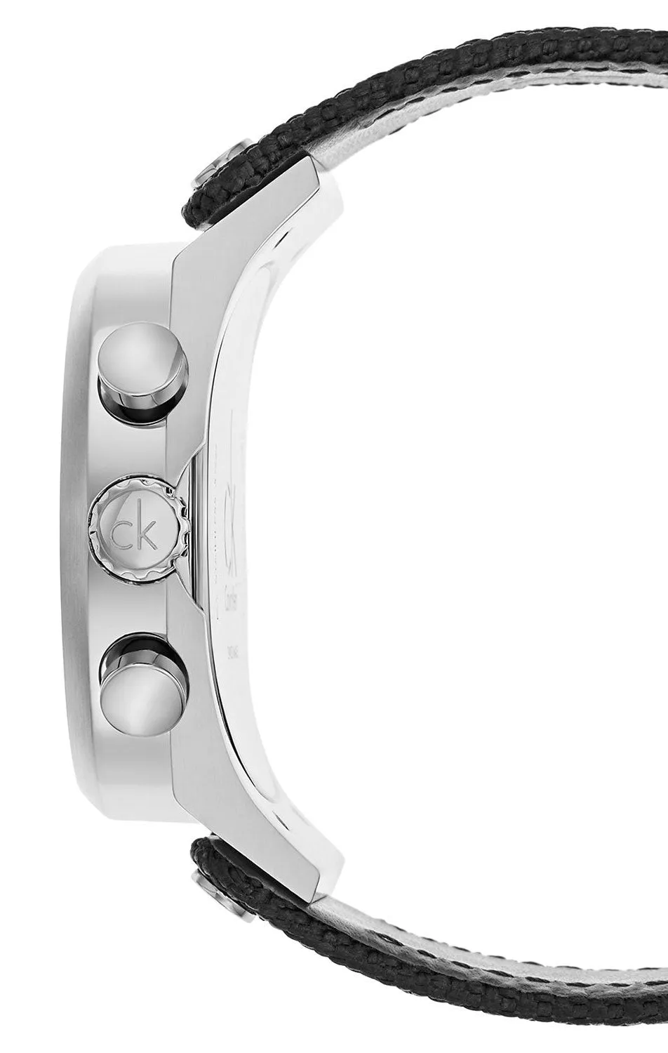 Calvin Klein Eager Chronograph Black Nylon Strap Black and Silver Dial Quartz Mens Watch K4B371B3