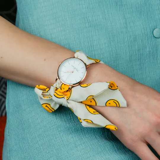 Changeable Fabric Knot Tie Strap Boho Wristwatch