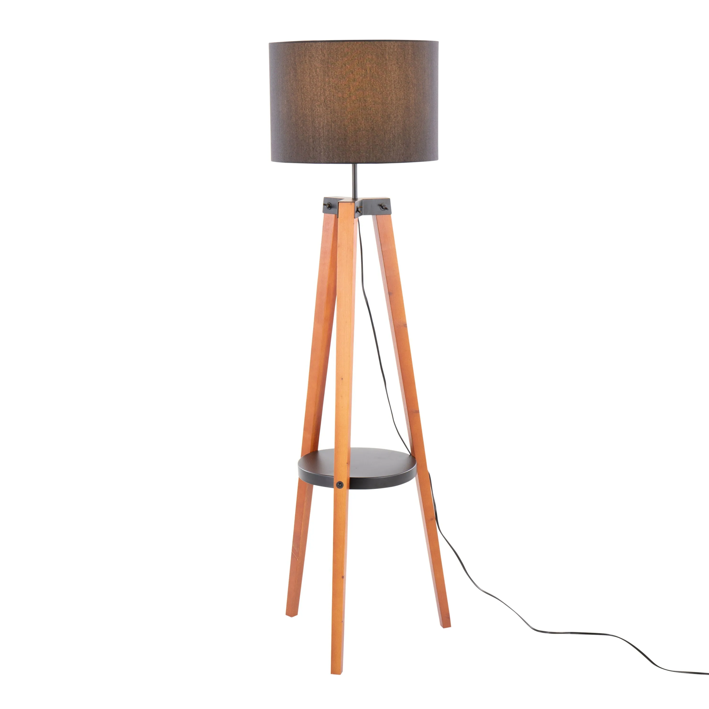 Compass - Mid Century Modern Floor Lamp With Shelf by Couch.com