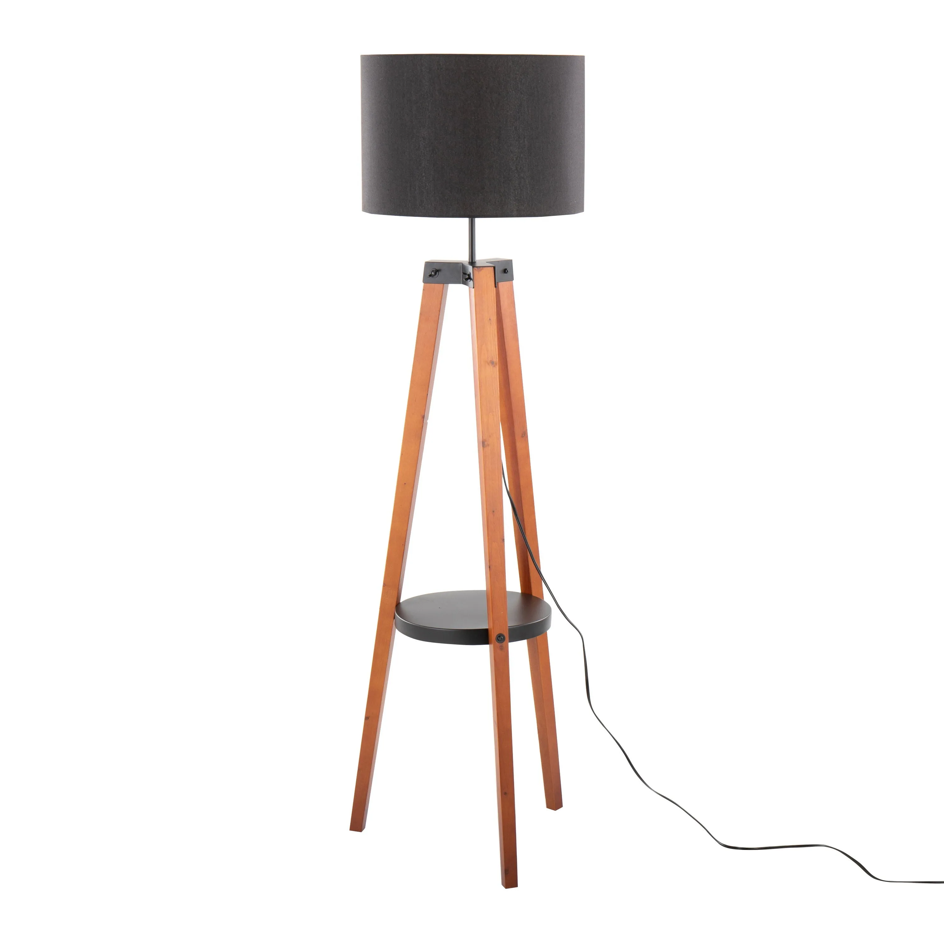 Compass - Mid Century Modern Floor Lamp With Shelf by Couch.com