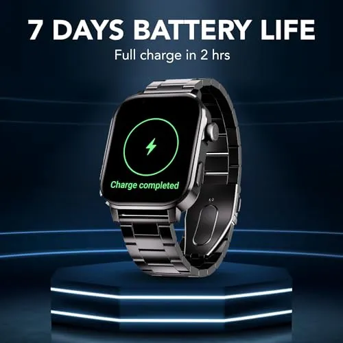 Cultsport Ace X Luxe 1.96" AMOLED Smartwatch, Premium Metallic Build Smartwatch, Always On Display, Bluetooth Calling, Live Cricket Score,Functional Crown(Luxe Black Steel)