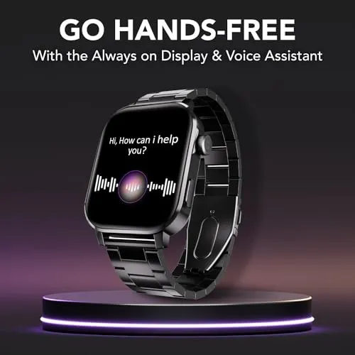 Cultsport Ace X Luxe 1.96" AMOLED Smartwatch, Premium Metallic Build Smartwatch, Always On Display, Bluetooth Calling, Live Cricket Score,Functional Crown(Luxe Black Steel)