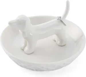 Dog Ring Holder,Ceramic White Jewelry Holder, Dog Gift for Women Birthday/Wedding/Graduation/Christmas/Valentines