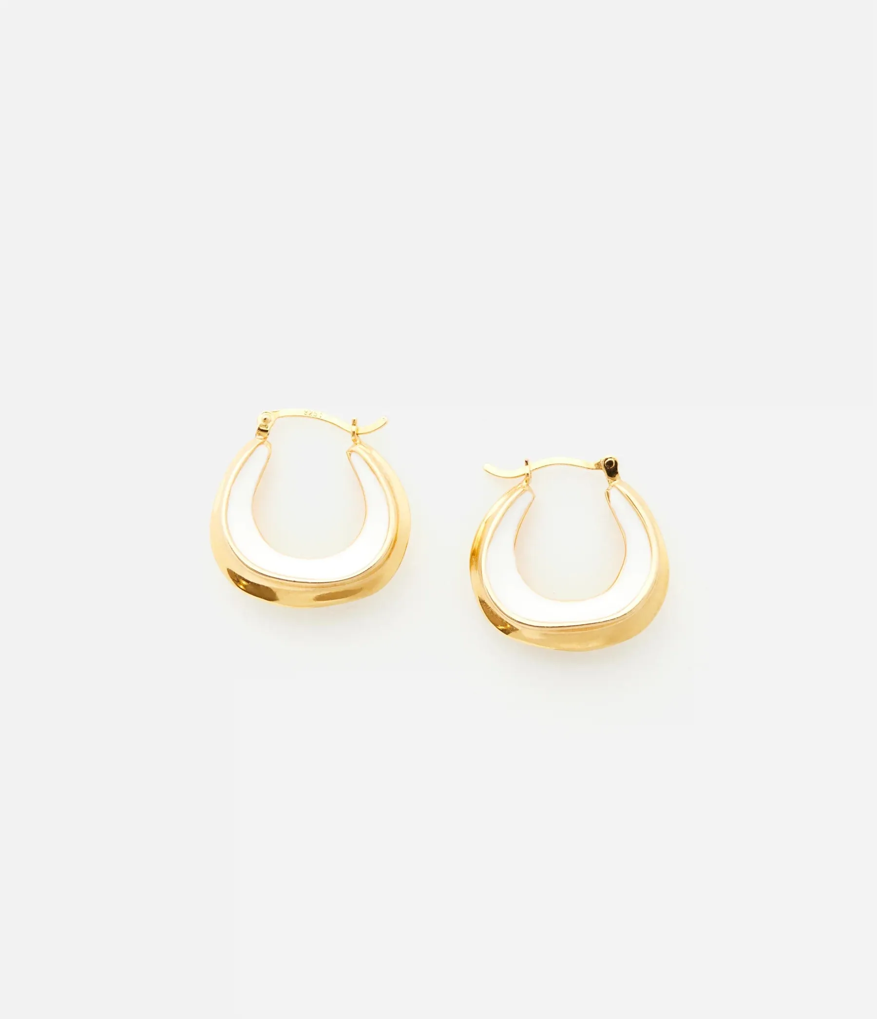Enamel Sculptured Hoops Gold/White