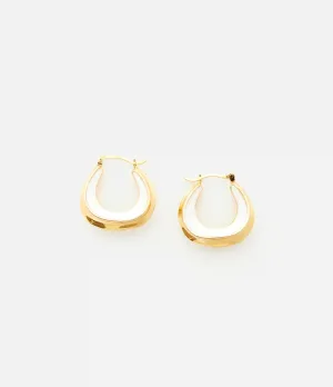 Enamel Sculptured Hoops Gold/White