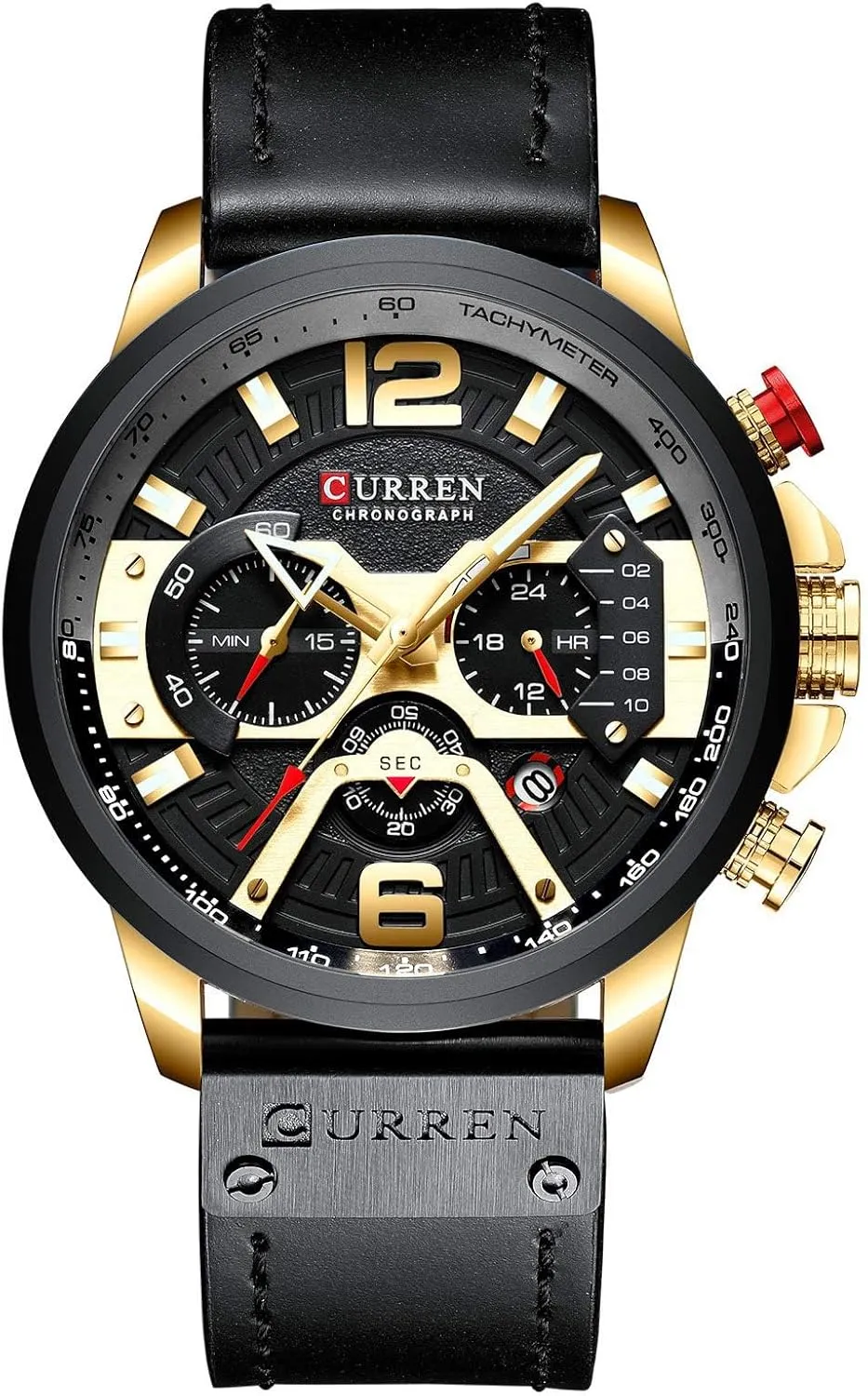 FANMIS Mens Luxury Watches Business Chronograph Dress Waterproof Leather Strap Analog Quartz Wrist Watch