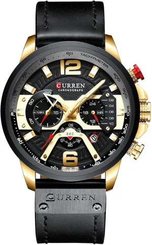 FANMIS Mens Luxury Watches Business Chronograph Dress Waterproof Leather Strap Analog Quartz Wrist Watch