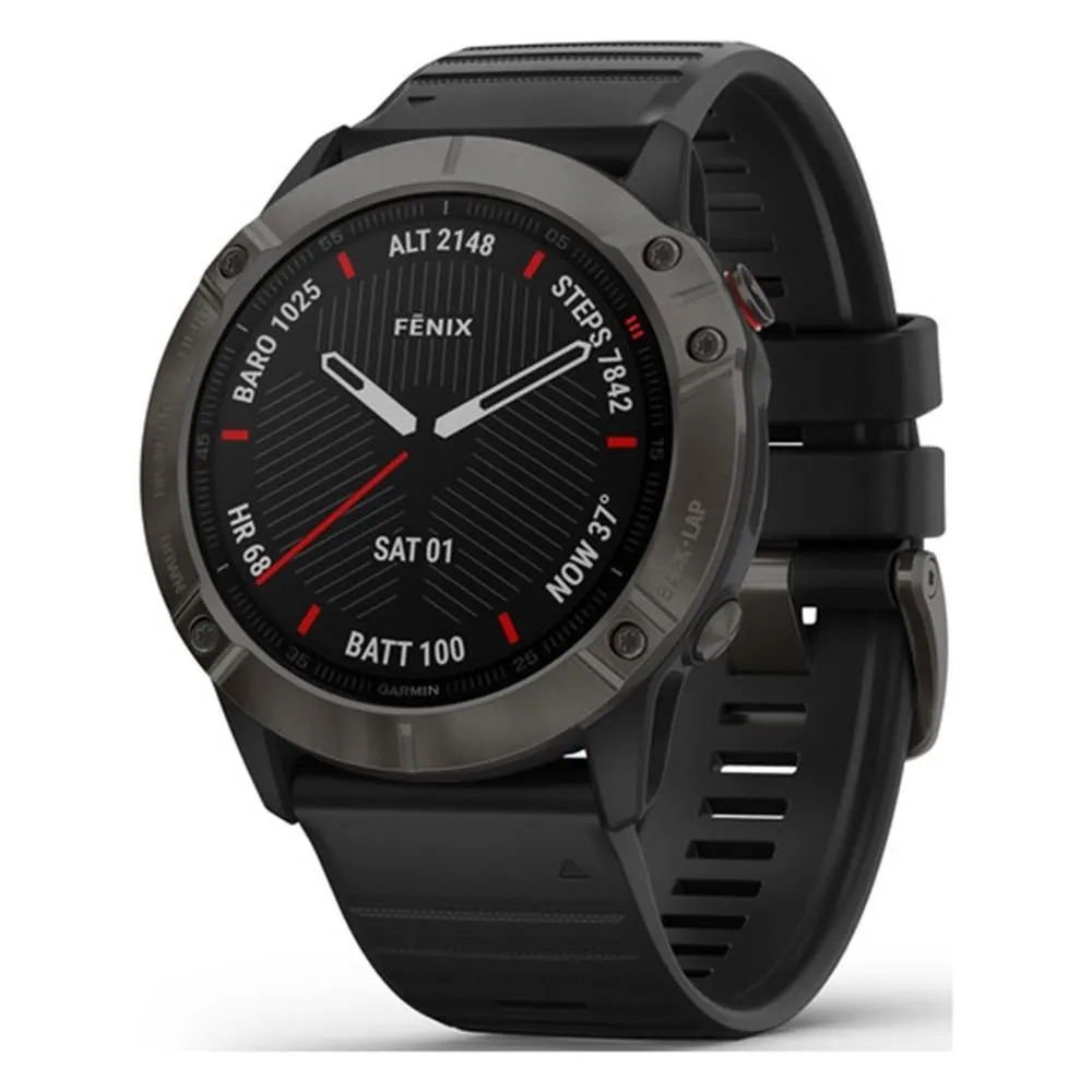 Garmin fenix 6X Sapphire Dark Gray/Black Silicone Band Black Digital Dial Multisport GPS Smart Watch - 010-02157-10