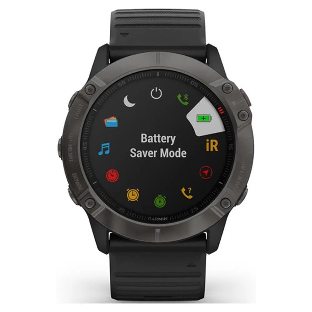Garmin fenix 6X Sapphire Dark Gray/Black Silicone Band Black Digital Dial Multisport GPS Smart Watch - 010-02157-10