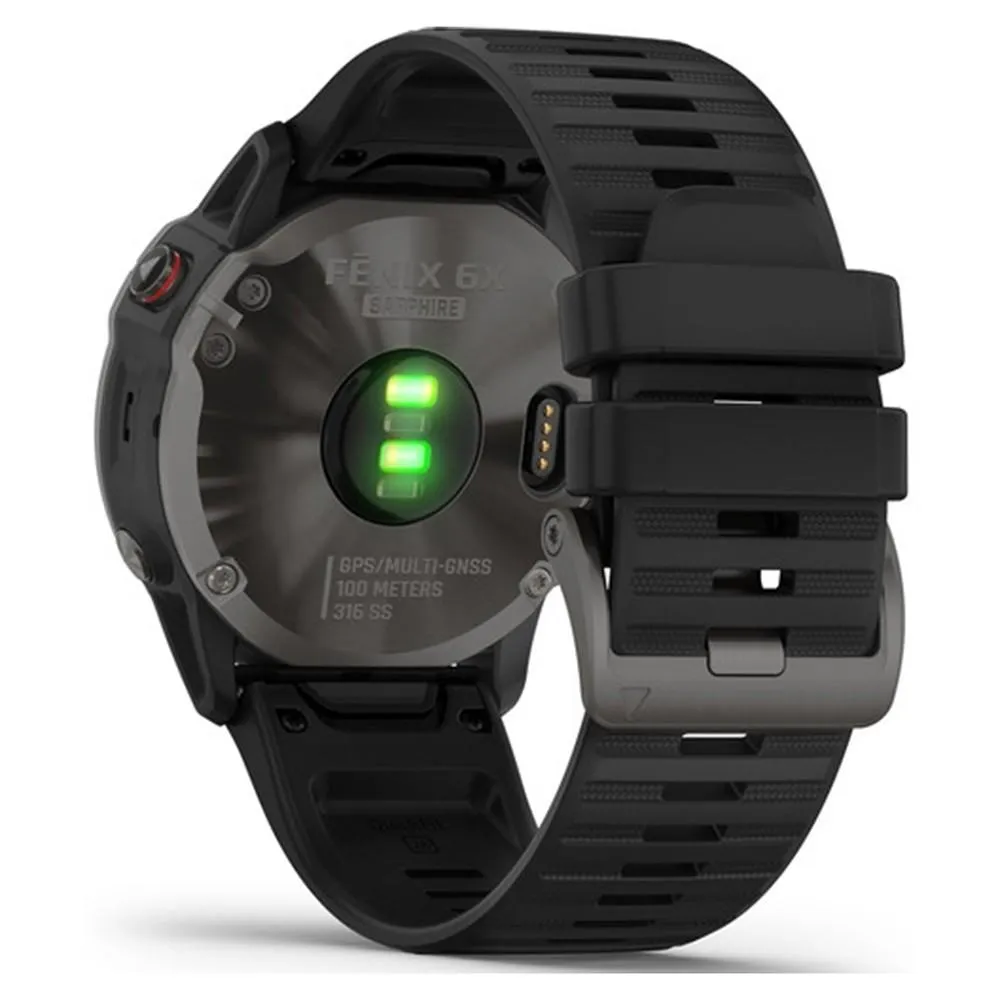 Garmin fenix 6X Sapphire Dark Gray/Black Silicone Band Black Digital Dial Multisport GPS Smart Watch - 010-02157-10