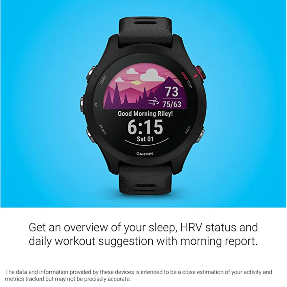 Garmin Forerunner 255S Black Smaller  with Music Advanced Insights Long-Lasting Battery GPS Running Smartwatch - 010-02641-22