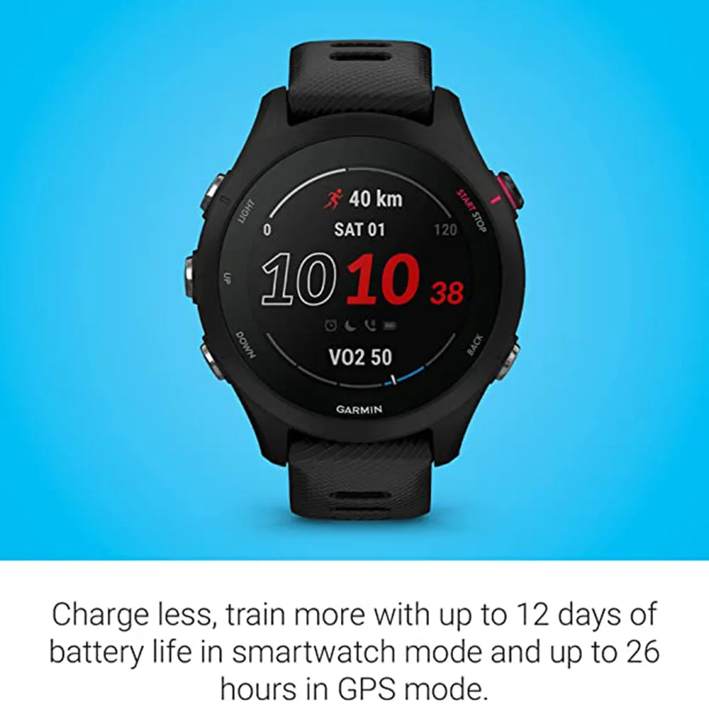 Garmin Forerunner 255S Black Smaller  with Music Advanced Insights Long-Lasting Battery GPS Running Smartwatch - 010-02641-22