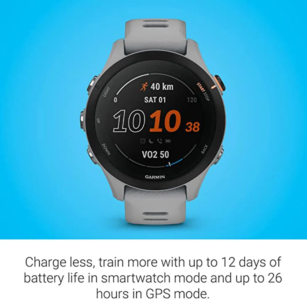Garmin Forerunner 255S Powder Gray Smaller Advanced Insights Long-Lasting Battery GPS Running Smartwatch - 010-02641-02