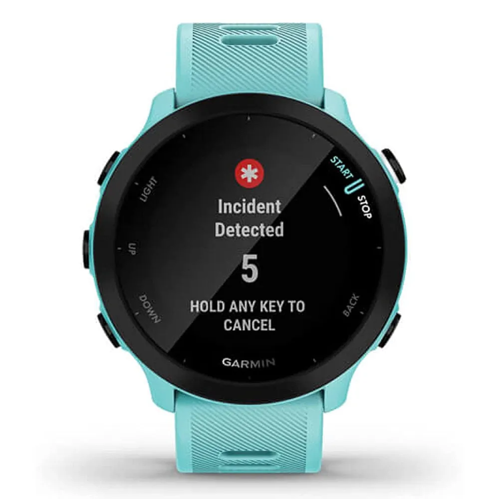 Garmin Forerunner 55 GPS Running with Daily Suggested Workouts Black Bezel Silicone Aqua Band Smart Watch - 010-02562-02