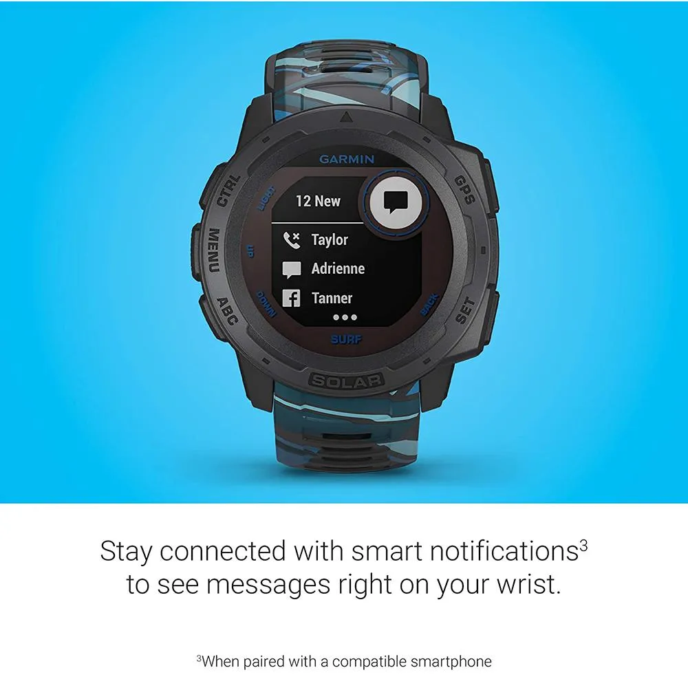 Garmin Instinct Surf Pipeline Silicone Band Digital Dial Solar GPS Smart Watch - 010-02293-17