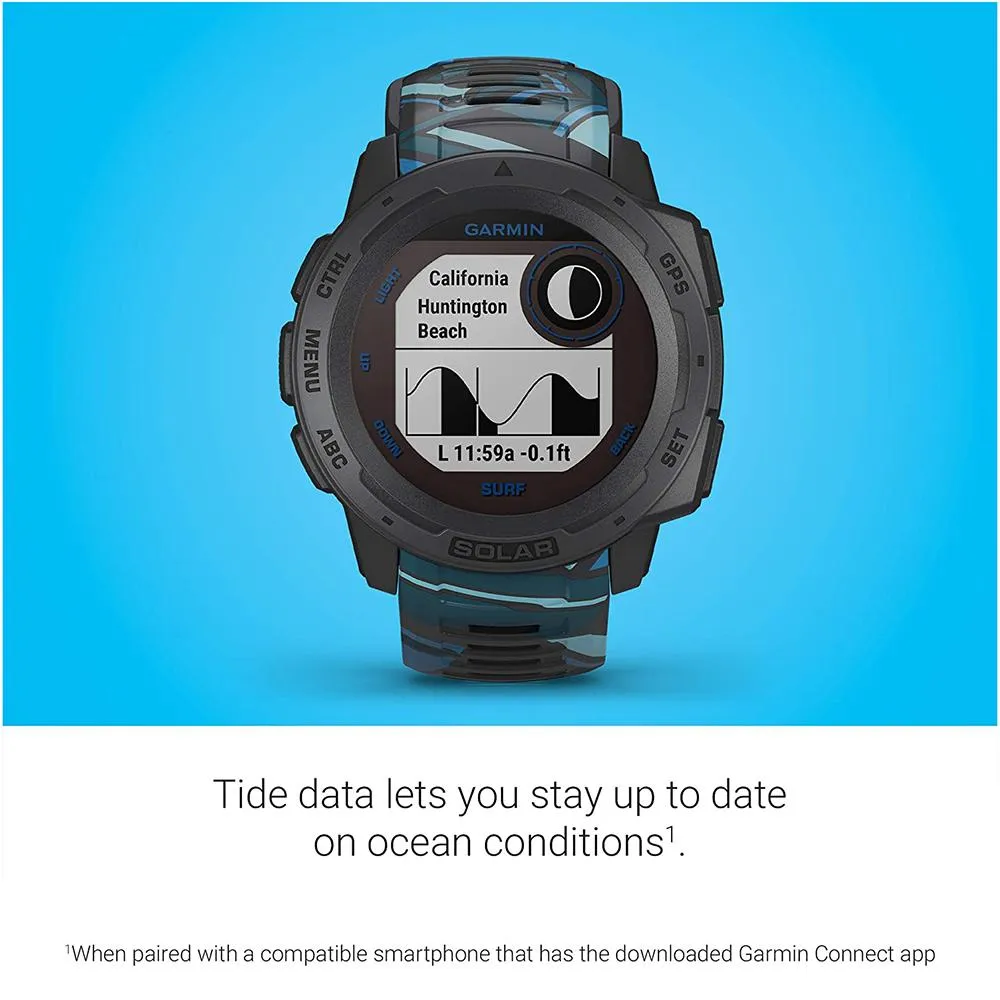 Garmin Instinct Surf Pipeline Silicone Band Digital Dial Solar GPS Smart Watch - 010-02293-17