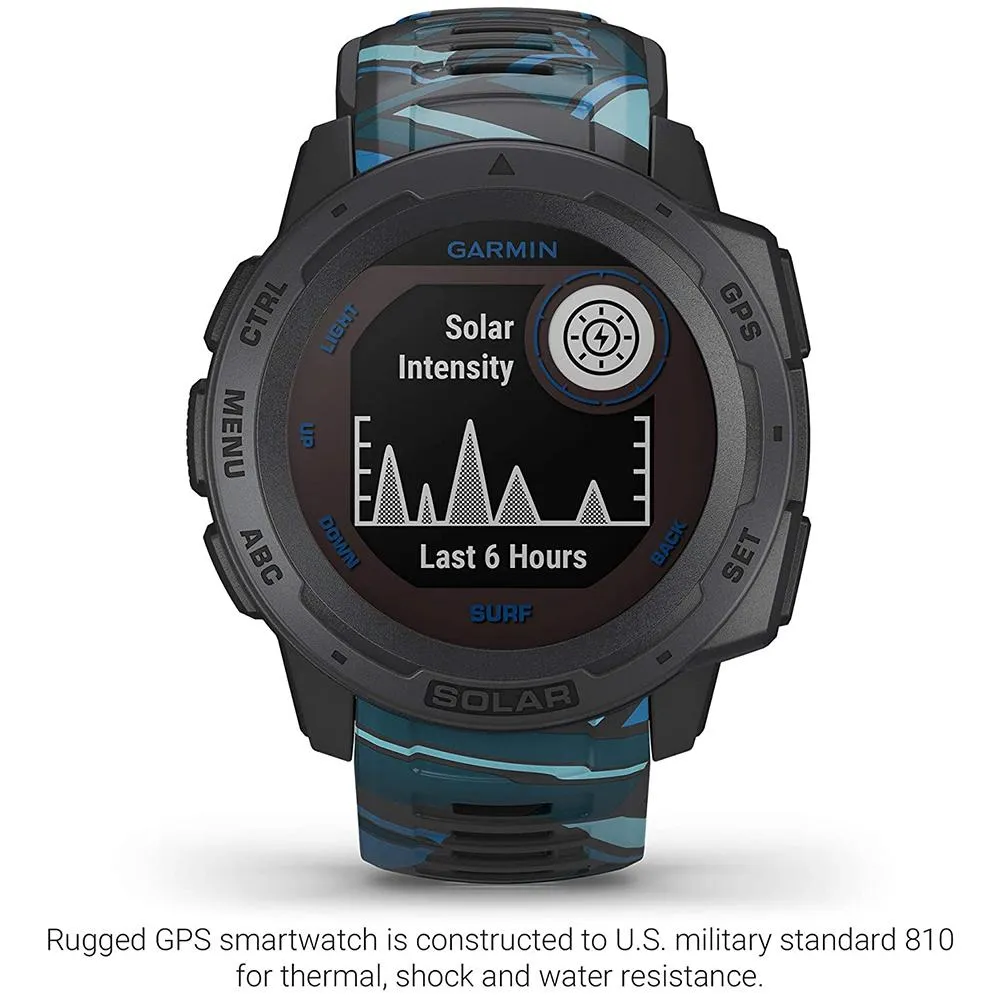 Garmin Instinct Surf Pipeline Silicone Band Digital Dial Solar GPS Smart Watch - 010-02293-17