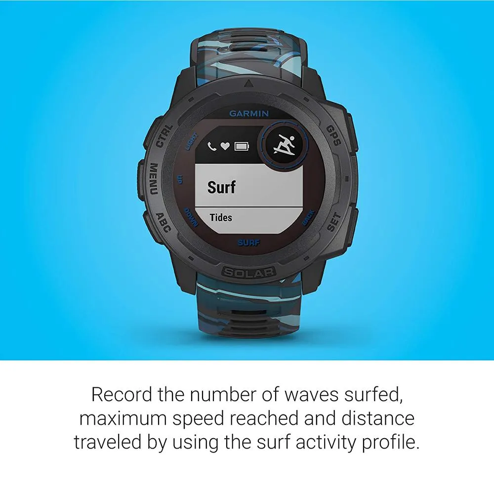 Garmin Instinct Surf Pipeline Silicone Band Digital Dial Solar GPS Smart Watch - 010-02293-17