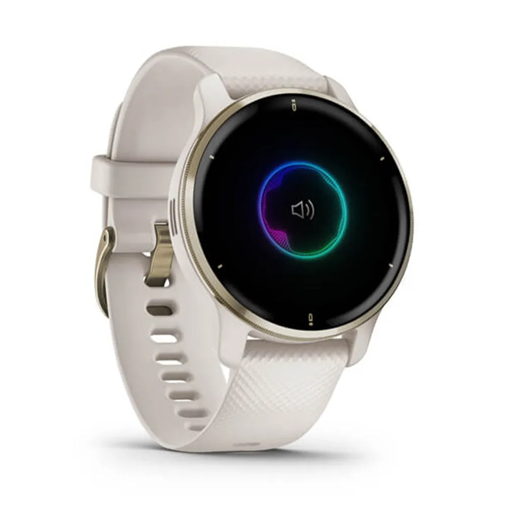 Garmin Venu 2 Plus Cream Gold Stainless Steel Bezel with Ivory Case and Silicone Band GPS Smart Watch - 010-02496-02