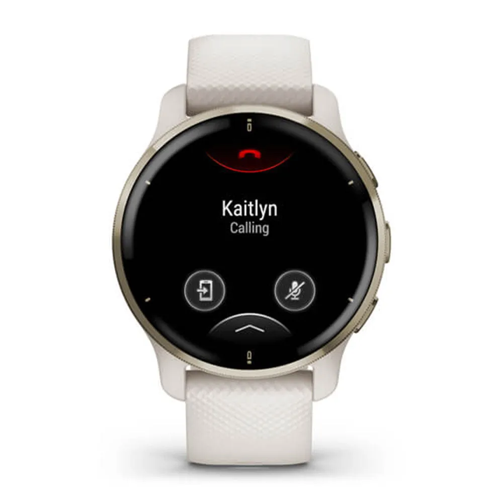 Garmin Venu 2 Plus Cream Gold Stainless Steel Bezel with Ivory Case and Silicone Band GPS Smart Watch - 010-02496-02