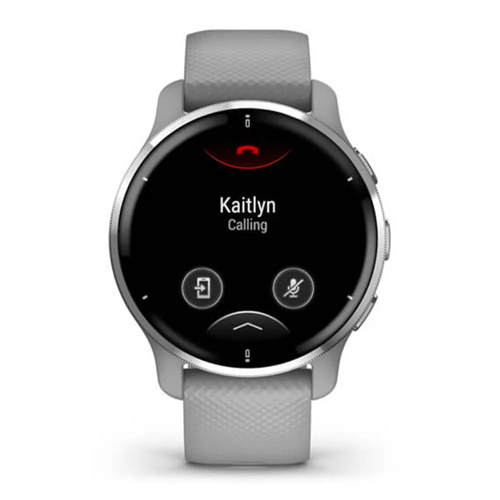 Garmin Venu 2 Plus Silver Stainless Steel Bezel with Powder Gray Case and Silicone Band GPS Smartwatch - 010-02496-00