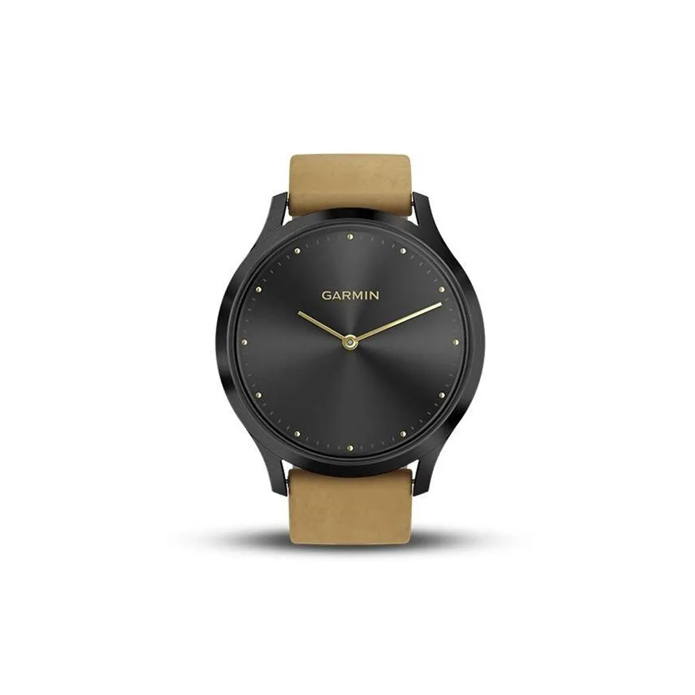 Garmin vivomove HR Onyx Black Stainless Steel Case with Tan Suede Band Hybrid Smart Watch - 010-01850-10