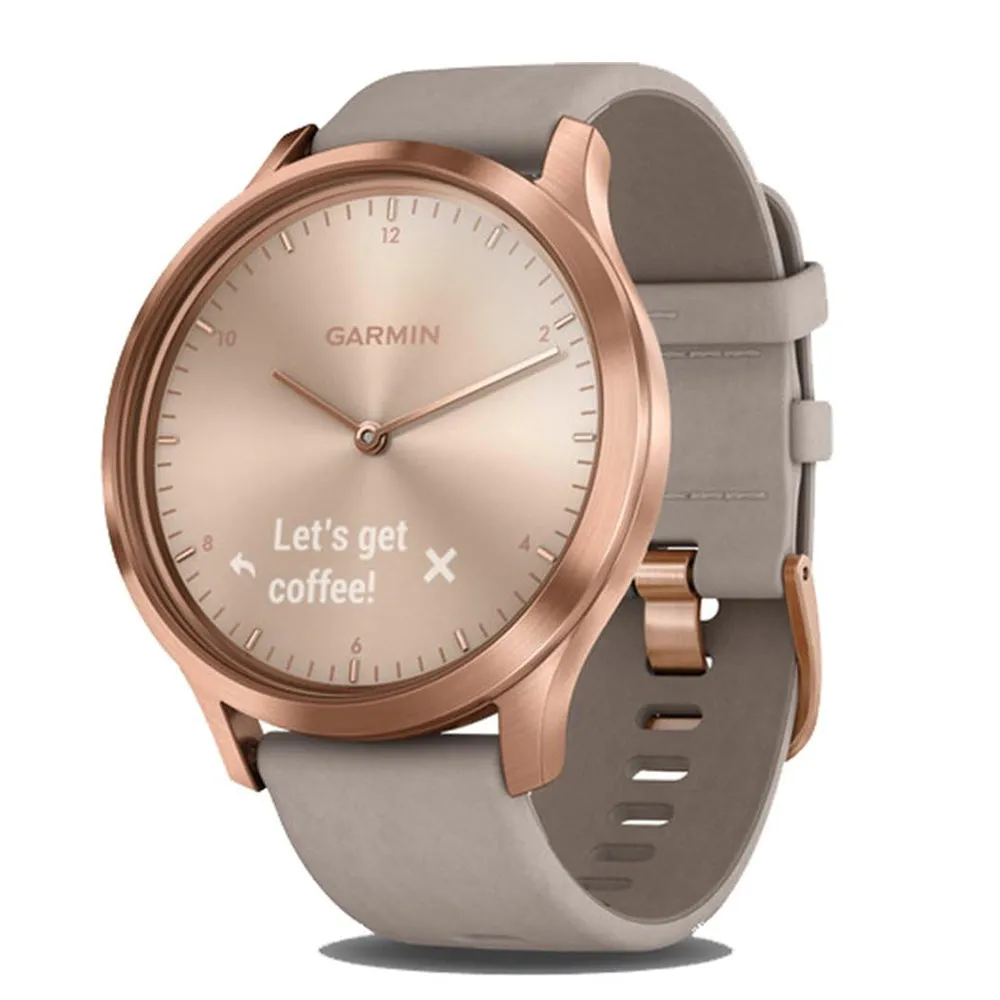 Garmin vivomove HR Suede Silicone Band Rose Gold Digital Dial Smart Watch - 010-01850-19