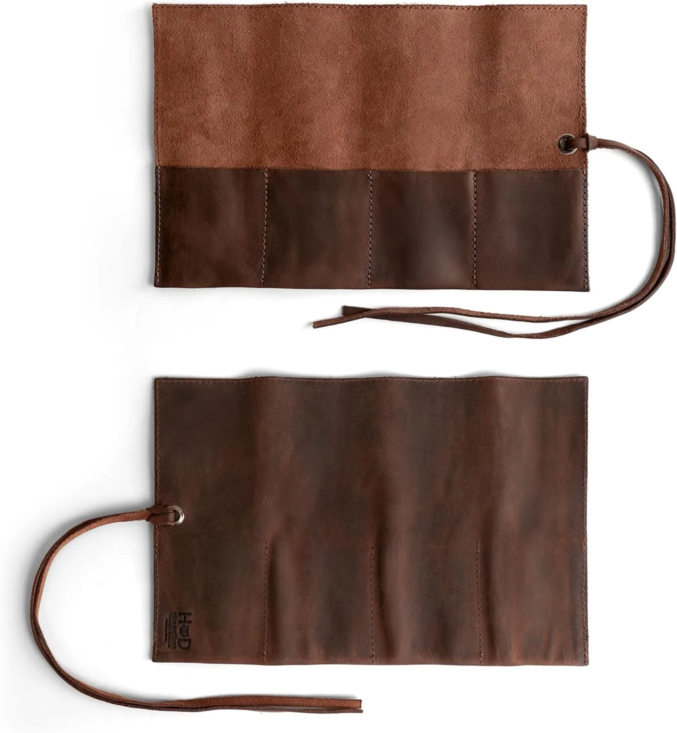 Hide & Drink, Leather Watch Roll Organizer Handmade from Full Grain Leather, Holds Up to 4 Watches, Easy Carry On Watchlover Storage (Bourbon Brown)