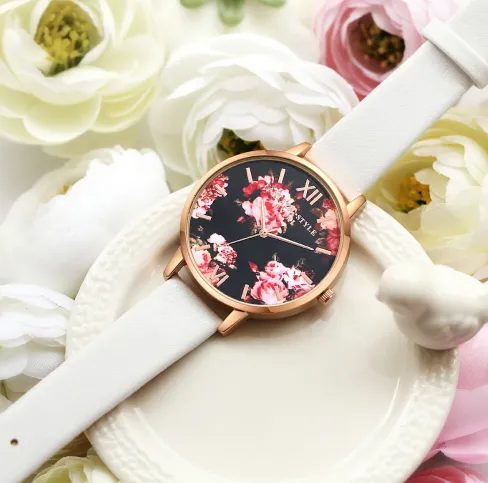 High Quality Fashion Leather Strap Rose Gold Women