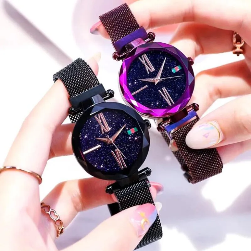 Luxury Rose Gold Women Watch Magnet Starry sky Wrist Watch For Ladies Female Wristwatch Waterproof reloj mujer relogio feminino