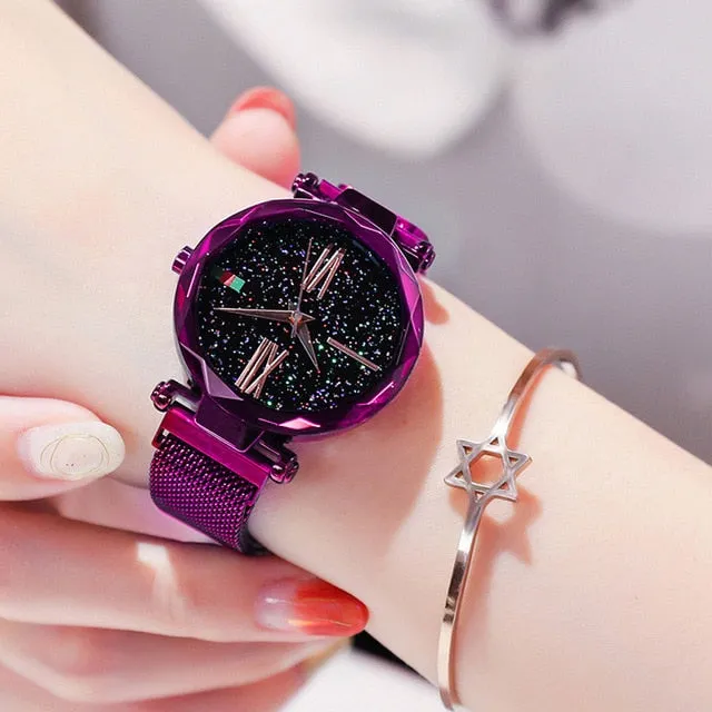 Luxury Rose Gold Women Watch Magnet Starry sky Wrist Watch For Ladies Female Wristwatch Waterproof reloj mujer relogio feminino