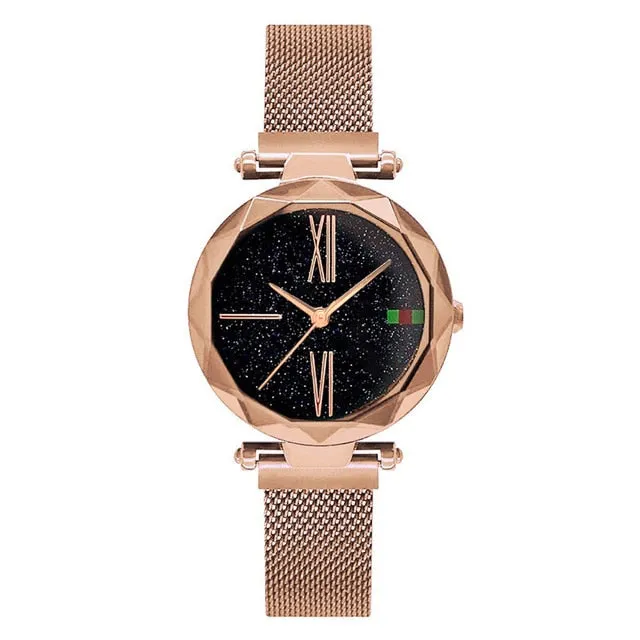 Luxury Rose Gold Women Watch Magnet Starry sky Wrist Watch For Ladies Female Wristwatch Waterproof reloj mujer relogio feminino