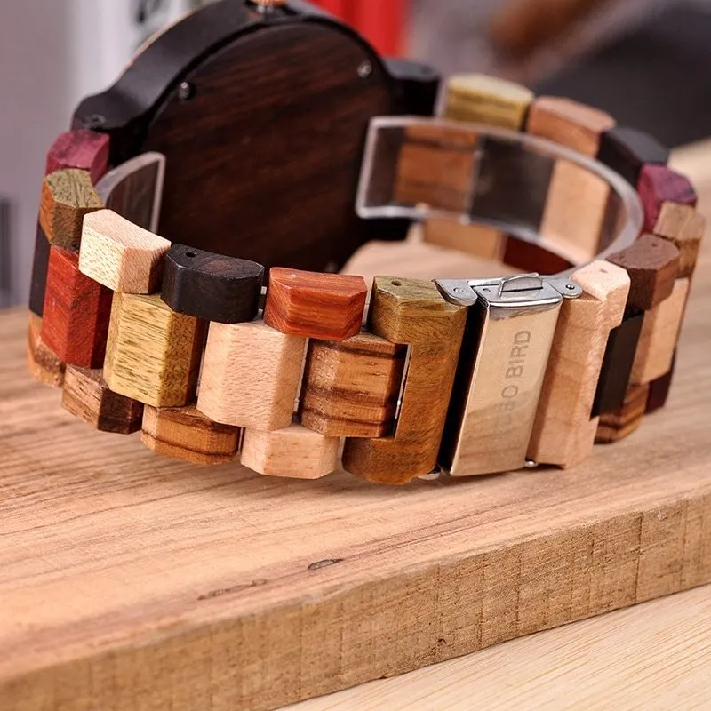 Men's Wooden Calendar Quartz Movement Watch