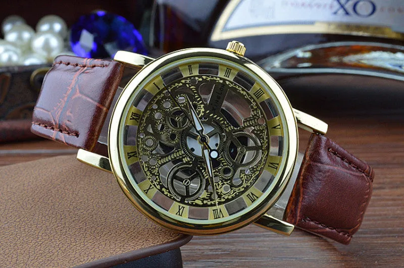 New Famous Brand Winner Luxury Fashion Casual Stainless Steel Men Quartz Watch Skeleton Watch For Men Dress Wristwatch
