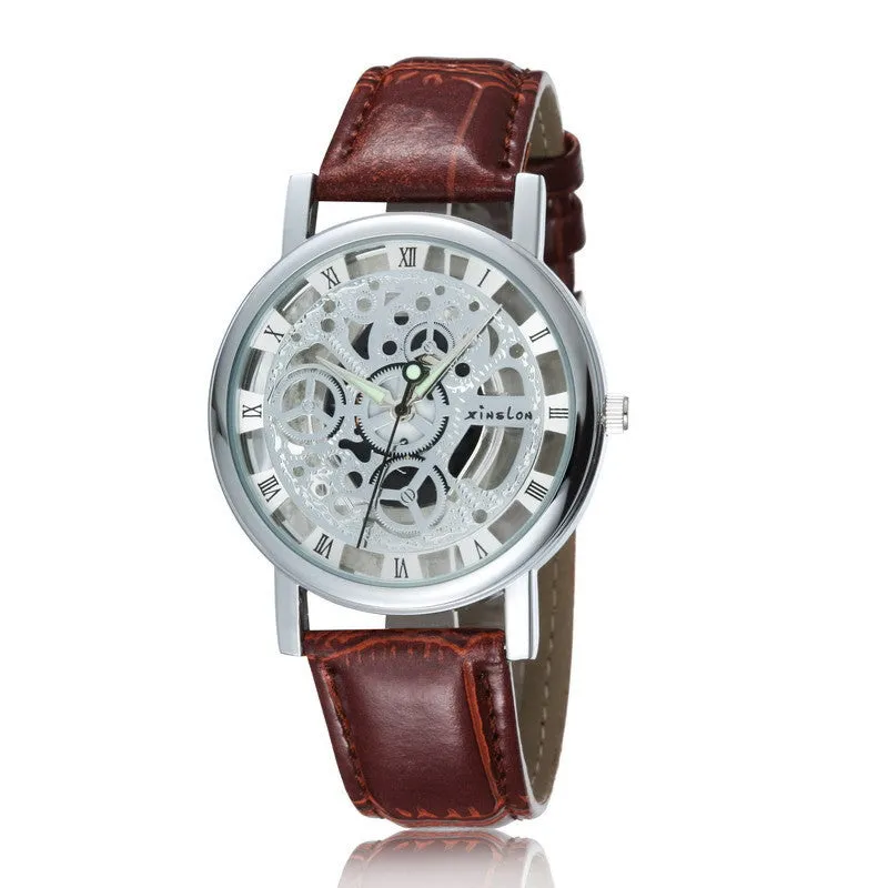 New Famous Brand Winner Luxury Fashion Casual Stainless Steel Men Quartz Watch Skeleton Watch For Men Dress Wristwatch