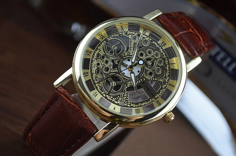 New Famous Brand Winner Luxury Fashion Casual Stainless Steel Men Quartz Watch Skeleton Watch For Men Dress Wristwatch