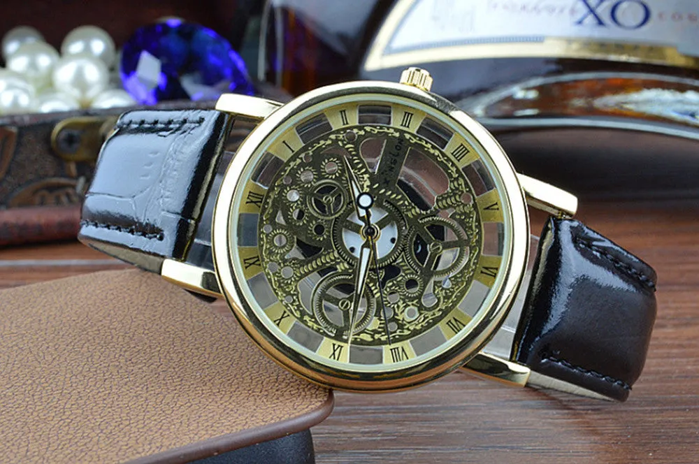New Famous Brand Winner Luxury Fashion Casual Stainless Steel Men Quartz Watch Skeleton Watch For Men Dress Wristwatch