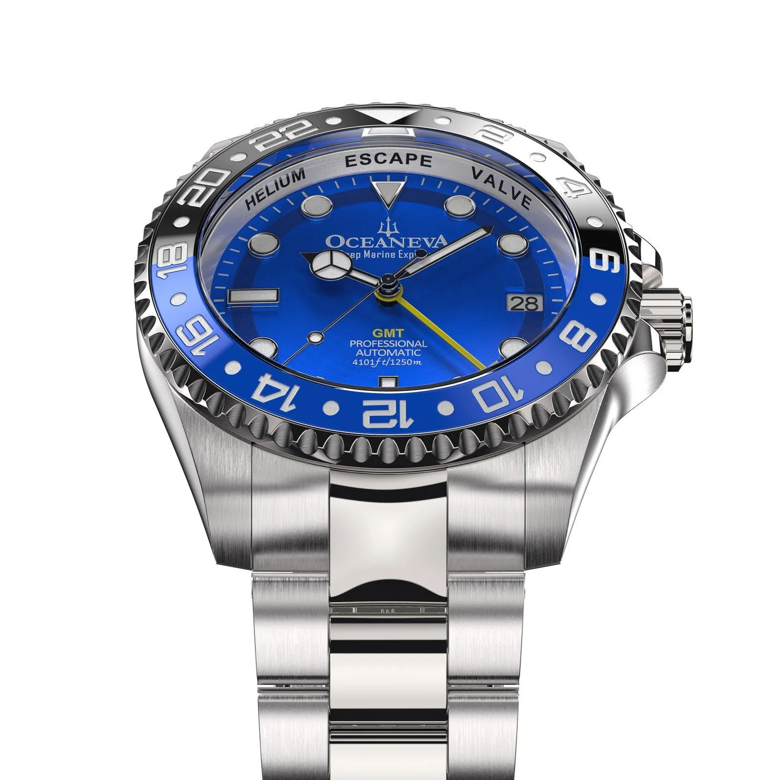 Oceaneva Men's GMT Automatic Deep Marine Explorer 1250M Pro Diver Blue Dial Watch