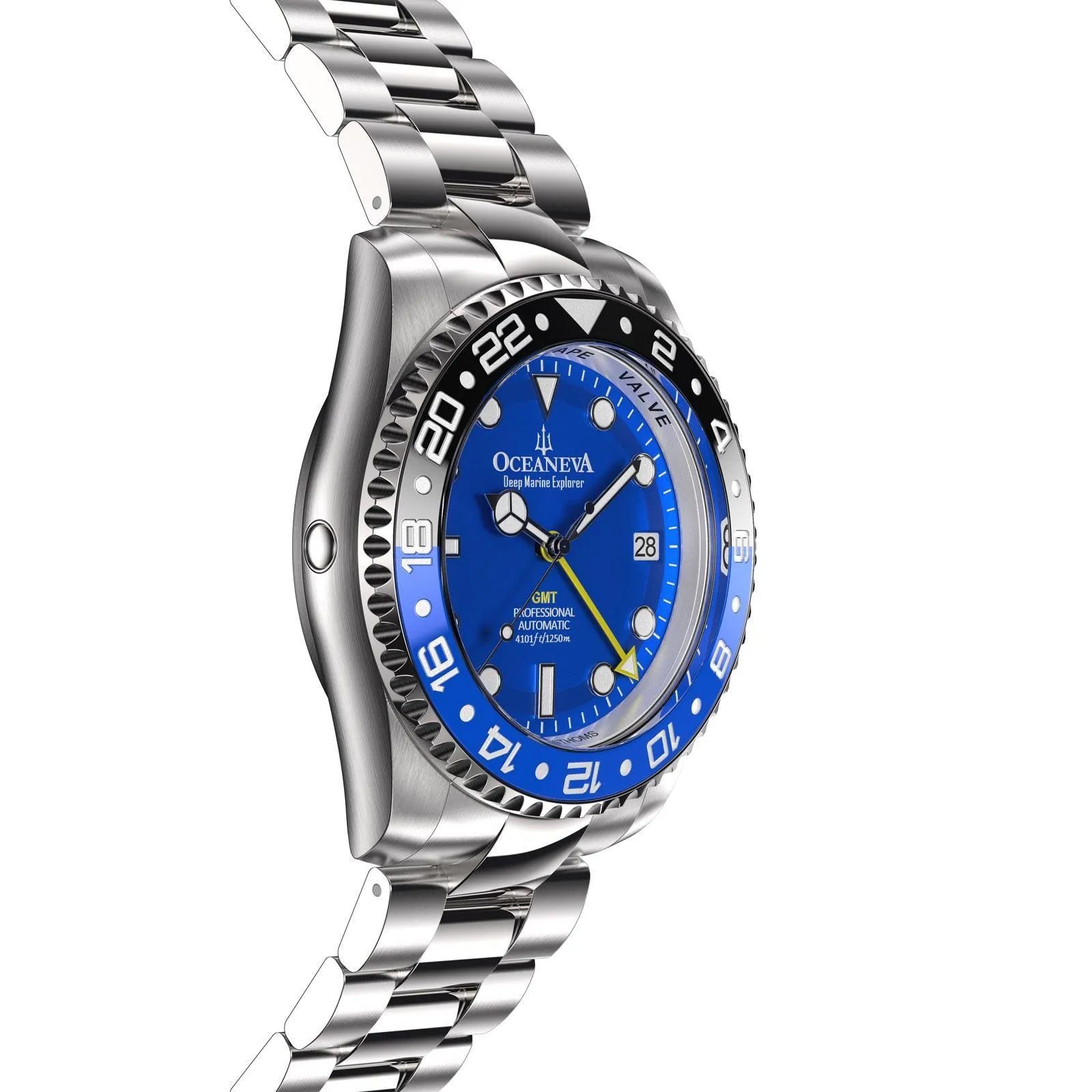 Oceaneva Men's GMT Automatic Deep Marine Explorer 1250M Pro Diver Blue Dial Watch