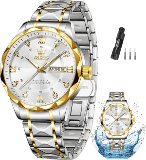 OLEVS Watches for Men,Mens Watch Large Wrist,Roman Numerals Men Watch,Chronograph Watches for Men,Luxury Watches for Men,Diamond Watches for Men,Men Watch Waterproof,Relojes para Hombres
